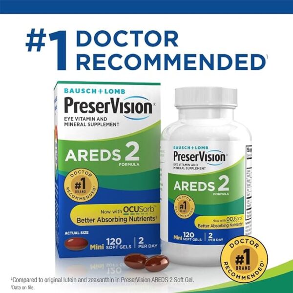 PreserVision AREDS 2 Eye Vitamin & Mineral Supplement, Contains Lutein, Vitamin C, Zeaxanthin, Zinc & Vitamin E, 120 Softgels - Image 4