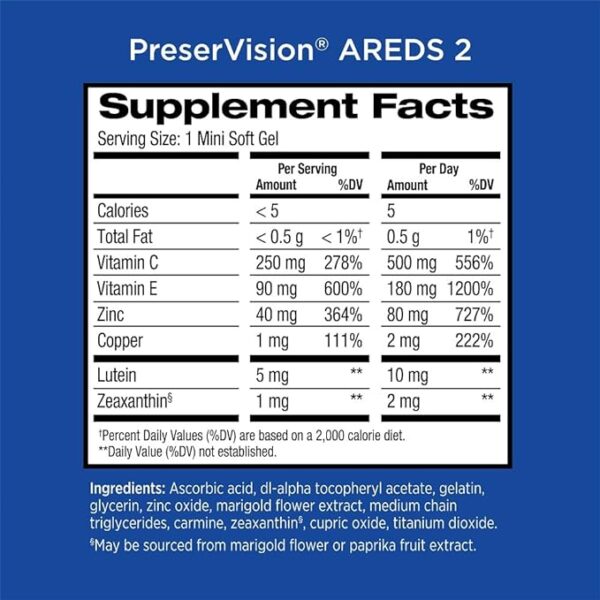 PreserVision AREDS 2 Eye Vitamin & Mineral Supplement, Contains Lutein, Vitamin C, Zeaxanthin, Zinc & Vitamin E, 120 Softgels - Image 5