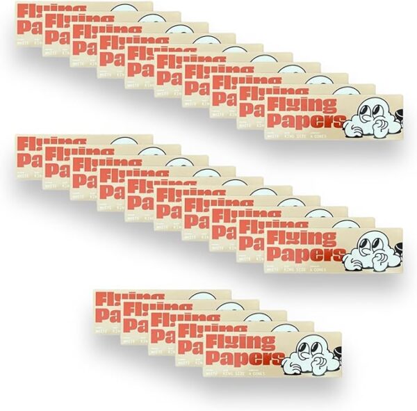 Pre Rolled Cones - Flying Papers - Pre Rolled Rolling Paper with Tips King Size White Cones, 100 Count