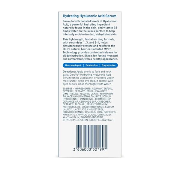 Cerave Hyaluronic Acid Serum for Face with Vitamin B5 and Ceramides - Image 2