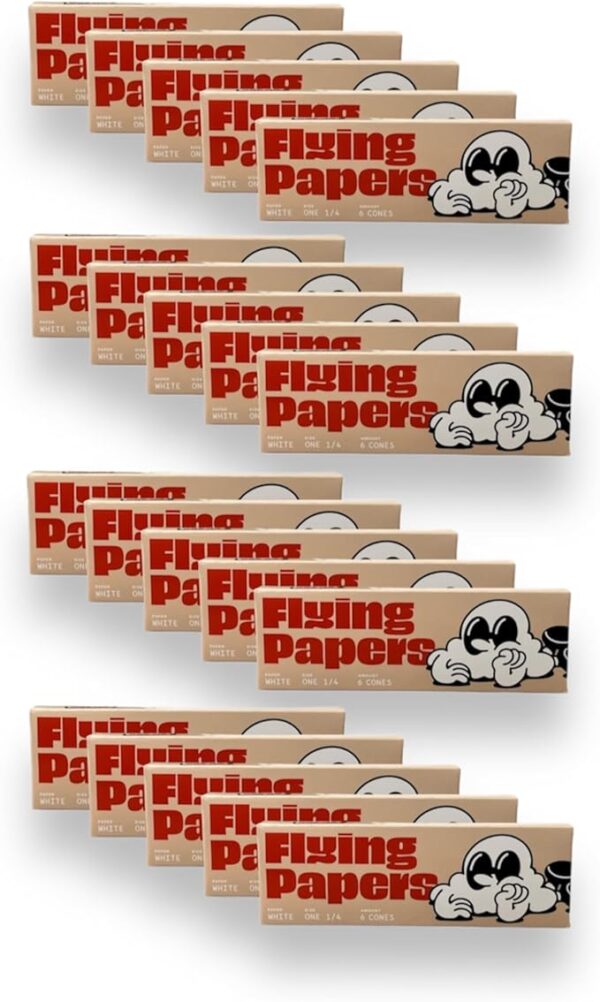 Pre Rolled Cones - Flying Papers - Pre Rolled Rolling Paper with Tips 1 1/4 Size White Cones, 120 Count