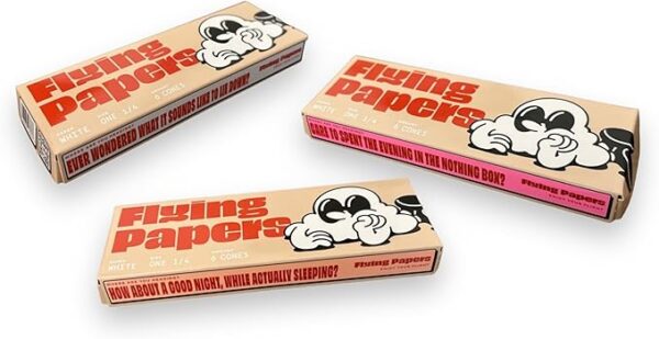 Pre Rolled Cones - Flying Papers - Pre Rolled Rolling Paper with Tips 1 1/4 Size White Cones, 18 Count