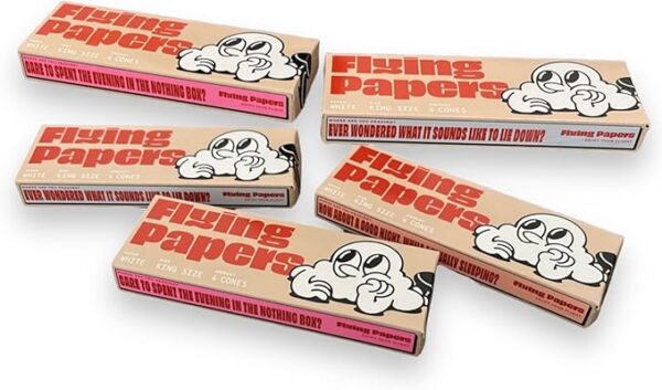 Pre Rolled Cones - Flying Papers - Pre Rolled Rolling Paper with Tips King Size White Cones, 20 Count