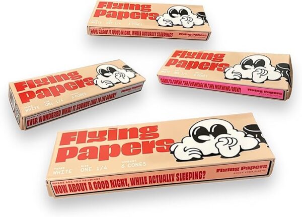 Pre Rolled Cones - Flying Papers - Pre Rolled Rolling Paper with Tips 1 1/4 Size White Cones, 24 Count