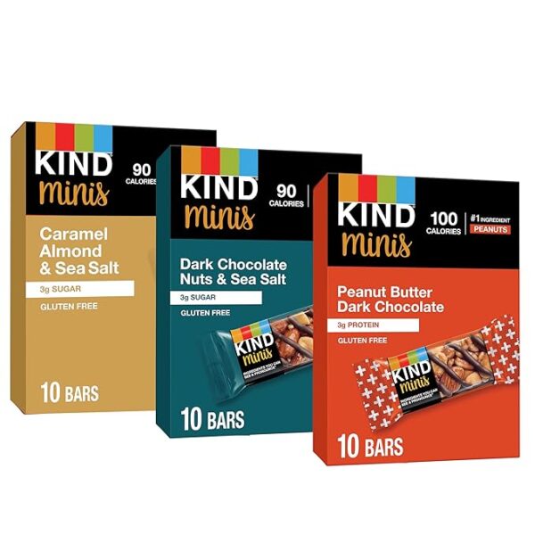 KIND Bar Minis, Variety Pack, Dark Chocolate Nuts and Sea Salt, Peanut Butter, Caramel Almond