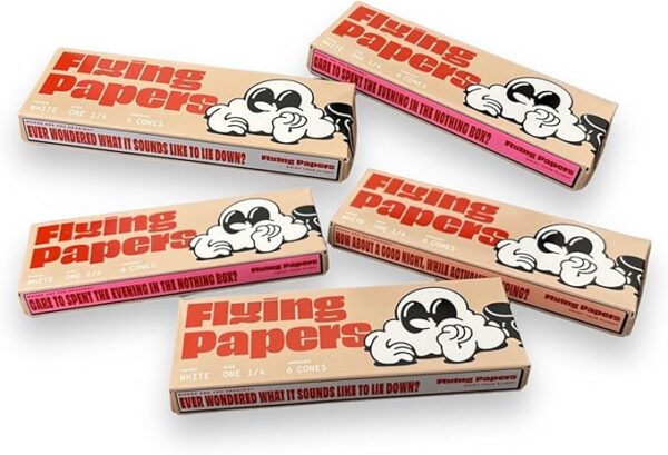 Pre Rolled Cones - Flying Papers - Pre Rolled Rolling Paper with Tips 1 1/4 Size White Cones, 30 Count