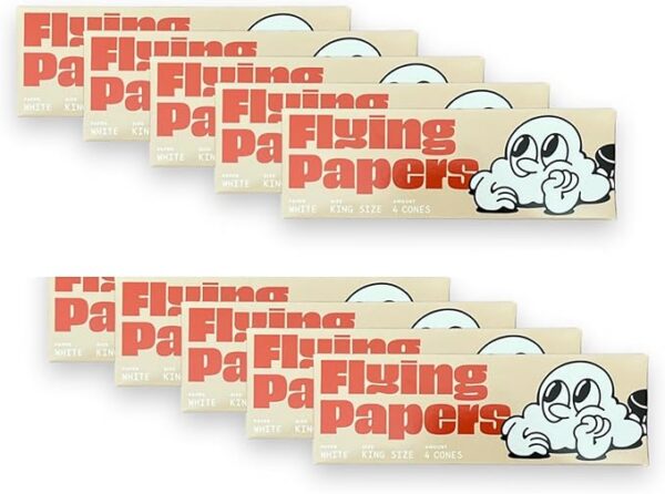 Pre Rolled Cones - Flying Papers - Pre Rolled Rolling Paper with Tips King Size White Cones, 40 Count