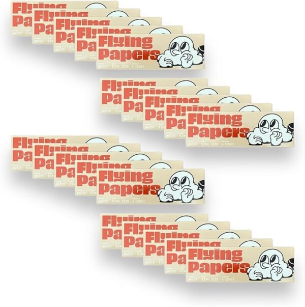 Pre Rolled Cones - Flying Papers - Pre Rolled Rolling Paper with Tips King Size White Cones, 80 Count