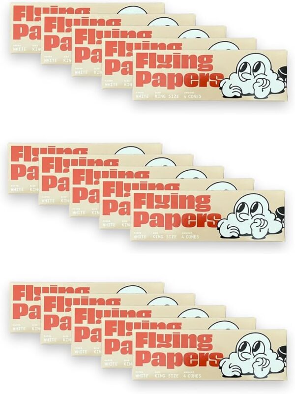 Pre Rolled Cones - Flying Papers - Pre Rolled Rolling Paper with Tips King Size White Cones, 60 Count