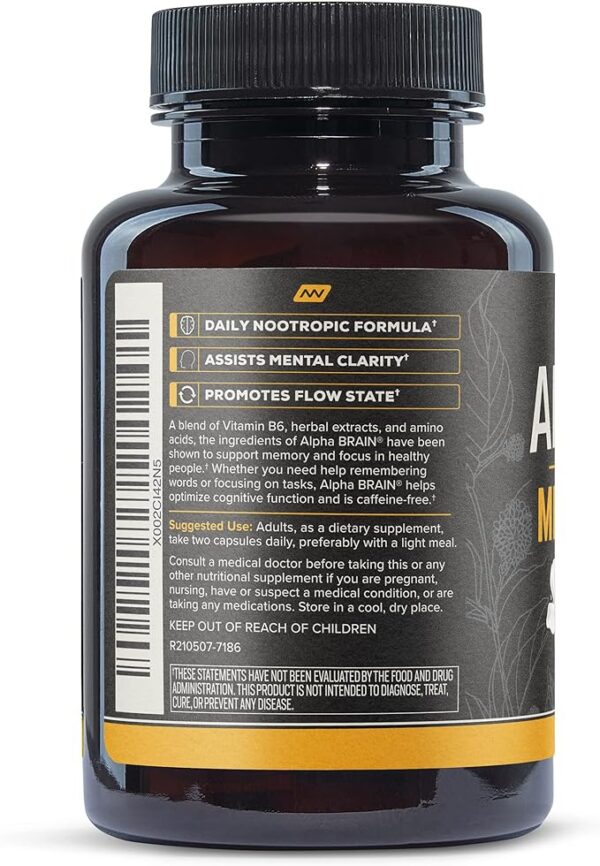 ONNIT Alpha Brain Premium Nootropic Brain Supplement, 30 Count, for Men & Women - Caffeine-Free Focus Capsules for Concentration, Brain Booster - Image 5